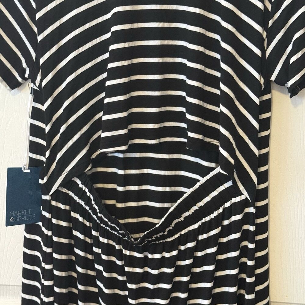 NWT Market & Spruce Stitch Fix Black & White Striped Knit Midi Dress 1X - Picture 5 of 8